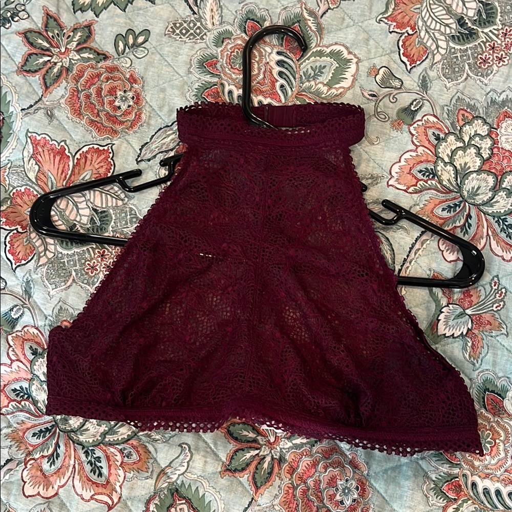 Victoria’s Secret Lace Halter Bralette - Burgundy L